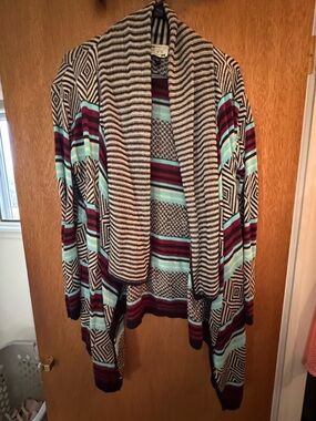 Say What? Black and Cream Striped Knit Cardigan